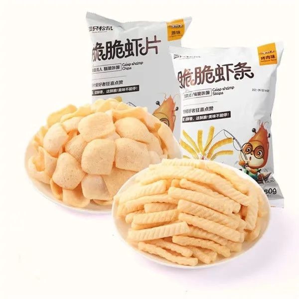 Three Squirrels Crispy Shrimp Sticks 60g 5 Bags Original Bbq Potato Chips Snacks 80S Nostalgic Snacks