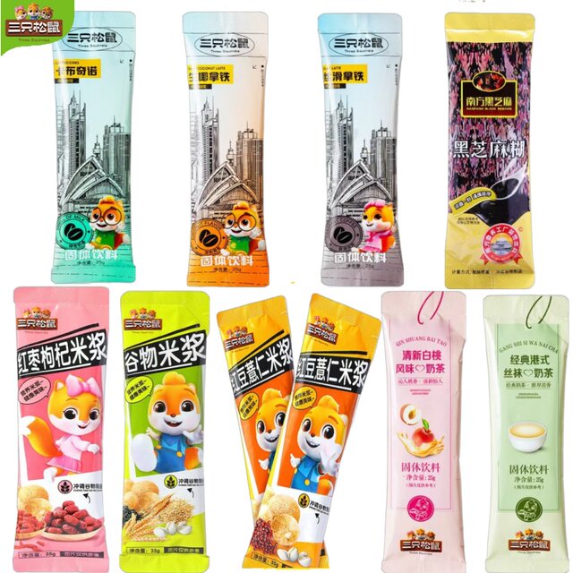 Three Squirrels Blue Mountain Coffee Silky Latte Cappuccino Rich Mocha Red Date Goji Berry Cereal Rice Milk Tea