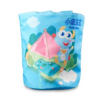 Fawn Blue Bucket Bag Peripheral Children's Portable Tote Bag Canvas Cute Bucket Shape Handbag