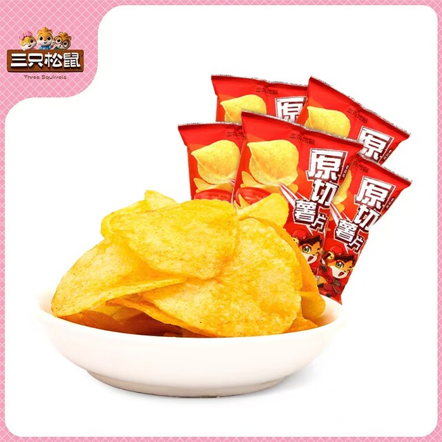 Three Squirrels Original Potato Chips 70G/Bag Original Flavor Tomato Flavor Bbq Flavor Potato Chips Puff Snacks Potato Chips
