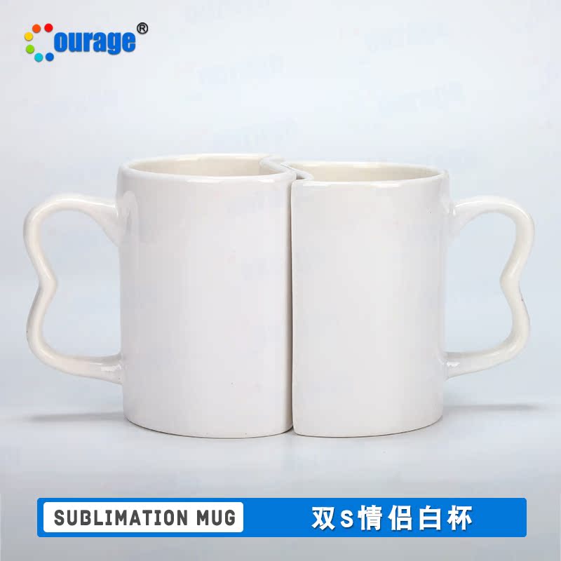 Thermal transfer coated ceramic cups men and women for cups Double S lovers white water glasses DIY photo LOGO blank customizable