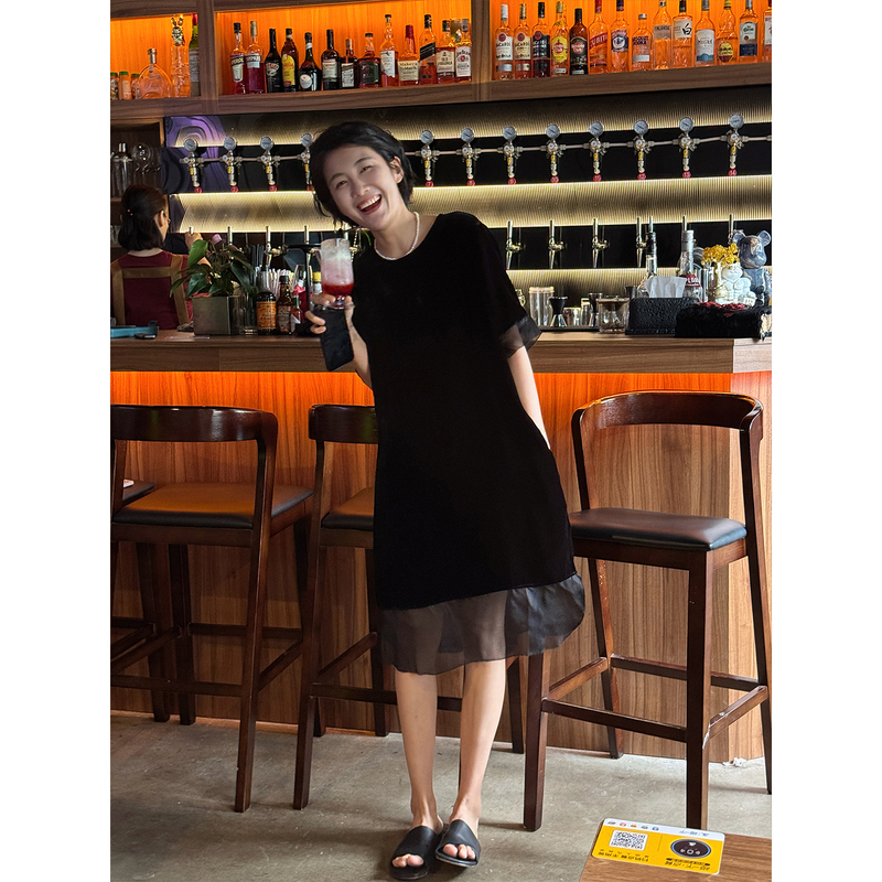 Langqing Black Silk Mulberry Silk Dress for Women 2026 New French Style High-End Slimming Mid-Length Dress Langqing Black Silk Mulberry Silk Dress for Women 2026 New French Style High-End Slimming Mid-Length Dress