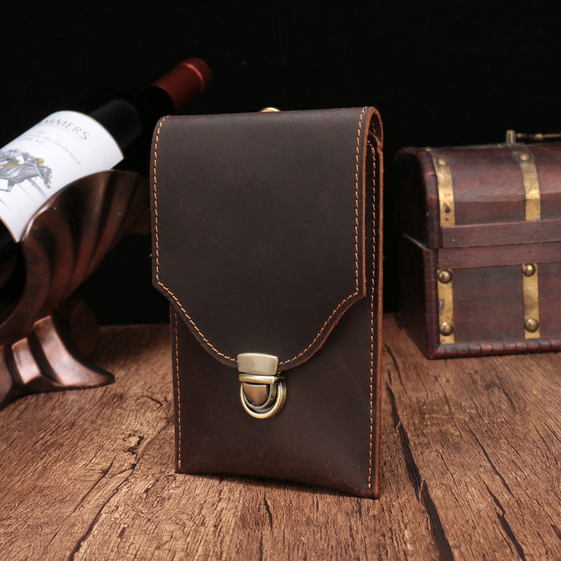 Crazy Mapleather Minimalist Handreal Leather Men's Purse Retro Head Layer Bull Leather Hanging Bag Mad Mapi Sports Mobile Phone Bag Tide