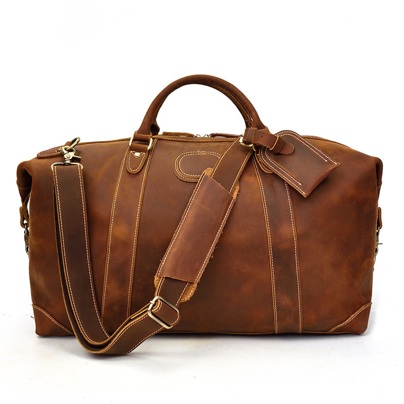 2019 new imported first layer cowhide large-capacity handbag crazy horse leather business travel bag leather luggage bag men