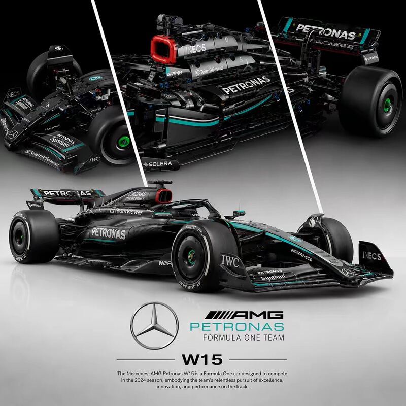 Mercedes-Benz F1 Remote Control Racing Car Mechanical Set, High Fun and High Difficulty Assembly Building Block Model, Gift for Boys