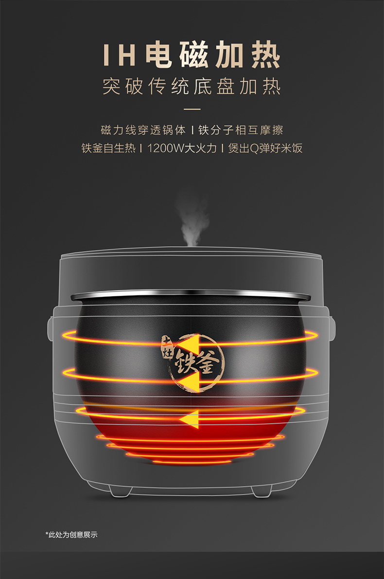 九阳 50T7 IH铁釜电饭煲 93度恒温增香 5L大容量 图2