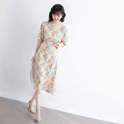 LOSTSOULS Japanese autumn retro style floral skirt women half sleeves romantic pastoral atmosphere long dress
