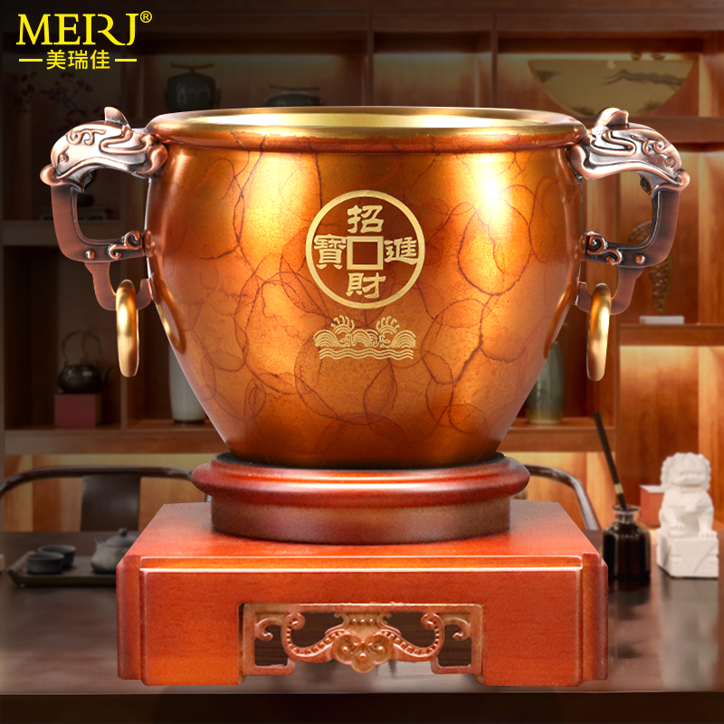 Pure copper polyppot swing piece Merchants Fortune Feng Shui Shop Opening Giao Relocation Gift Living Room Xuanguan Liquor Cabinet Home Decoration Goods