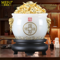 White Jade Glazed Poly Basin High-end Home Living Room Xuanguan Strokes Company Office Shop Front Office Decoration