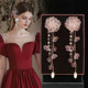 ຮັກຈາກໄກ Super Fairy Crystal Plum Blossom Earrings Women's Long Petal Tassel Versatile Forest Style Earrings Studs Earrings E1089