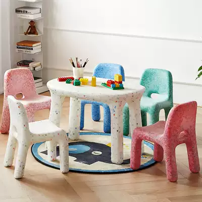 Children's small stool low stool backrest household Nordic ins net red bench plastic thickened desk and chair set