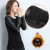 Áo cotton xuống tay áo sơ mi nữ mùa đông dày cộng với cotton cộng với áo len nhung ấm áp với áo khoác lông bên trong áo sơ mi nhỏ áo cardigan nữ hàn quốc Vòng cổ áo len