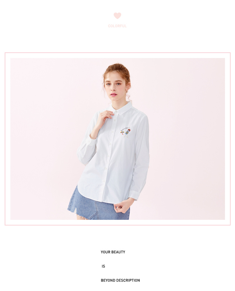 Áo sơ mi nữ tay dài Senma 2019 mùa thu mới trắng rộng thêu vuông cổ áo cotton nữ áo sơ mi thủy triều - Áo sơ mi sơ mi nhung tăm