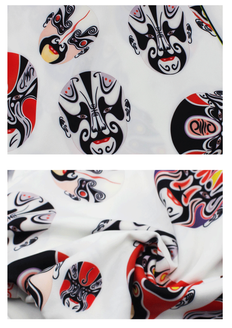 Vintage Trung Quốc phong cách handmade vải tự làm Bắc Kinh Opera mặt nạ Huadan in quần áo vải polyester một nửa vải mộc thô