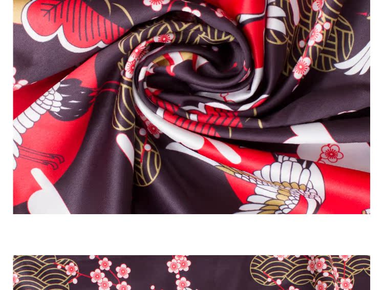 Vintage phong cách Nhật Bản và gió tự làm vải satin satin đen in kimono áo vải một nửa giá vải mộc thô
