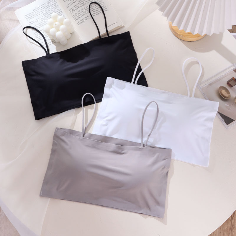 Ice-silk unscratched underwear Teenage Girl Smear Against Walking Light Hot Girl Blouse Blouse Beauty Back White Inner Lap Wrap Chest Summer Thin