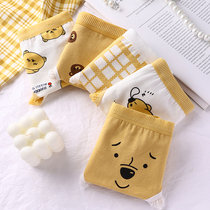 Cartoon Briefs Womens Pure Cotton Antibacterial Mid-Waist Cute Teenage Girl Day Ensemble Students Sweet And Thin Hair-style Triangle Shorts