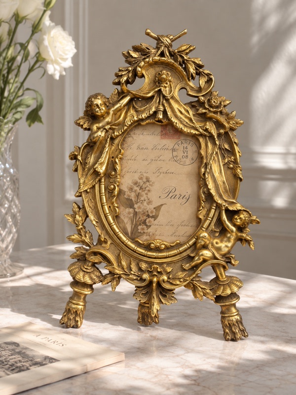 【Sold and Shared】Centennial-Old European Gilt Brass Angel Photo Frame 【Sold and Shared】Centennial-Old European Gilt Brass Angel Photo Frame
