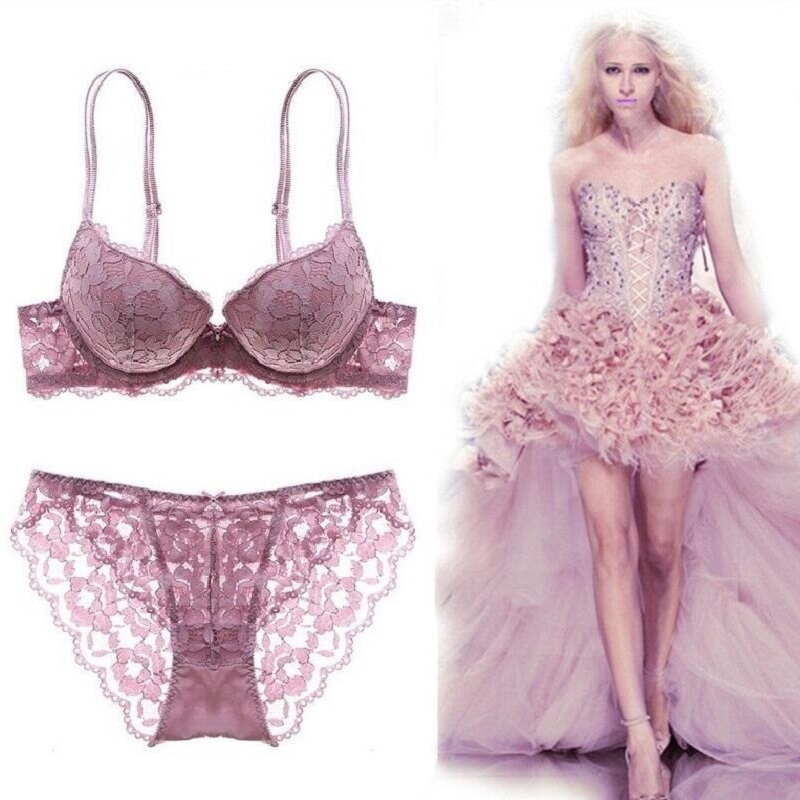 Victoria's New Sexy Bra Set Lace Small Chest Push-Up Adjustable Thickened Anti-Sagging Underwear for Women Trendy