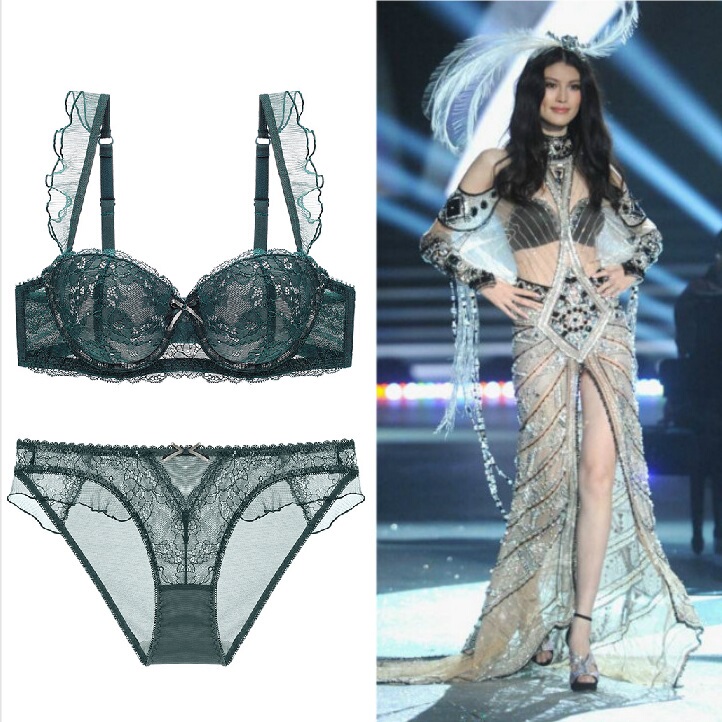 2025 Victoria's New Lace Sexy Push-Up Thickened Small Chest Bra Thin Bra Girl's Bra Set