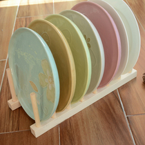 Simple creative log pine plate rack Bowl plate drain rack cabinet tableware rack solid wood dish rack