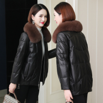 Haining leather down jacket women short 2021 new little man sheep leather large size leather fur coat thick coat