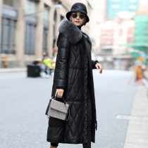 Haining leather leather jacket down jacket womens long knee 2021 Winter new fur sheep coat thickened