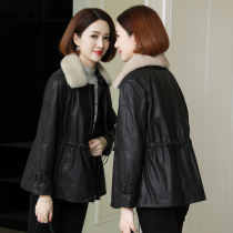 Haining Leather Down Jacket Women Short 2021 Winter New Mink Collar Sheep Leather Small Man Leather Leather Fur Coat