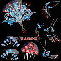 Opera headdress female Hua Dan complete set Peking and Yue Opera Tsing Yi Dan role makeup head and face imitating dotted silk Zhengfeng temples with bubbles new