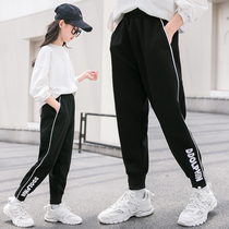 Girl pants Korean version of loose childrens trousers Spring and Autumn 12-15 years old girl 9 middle and big child pure cotton knitted pants