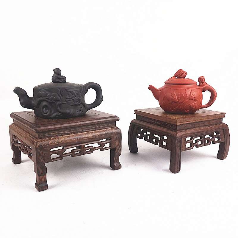 Red Wood Base Rectangular Engraving Crafts Gift Hem Decorated Buddha Pendulum Pieces Chicken Wings Wood Purple Cassera Pot Flower Pots Chiishi Solid Wood Shelving