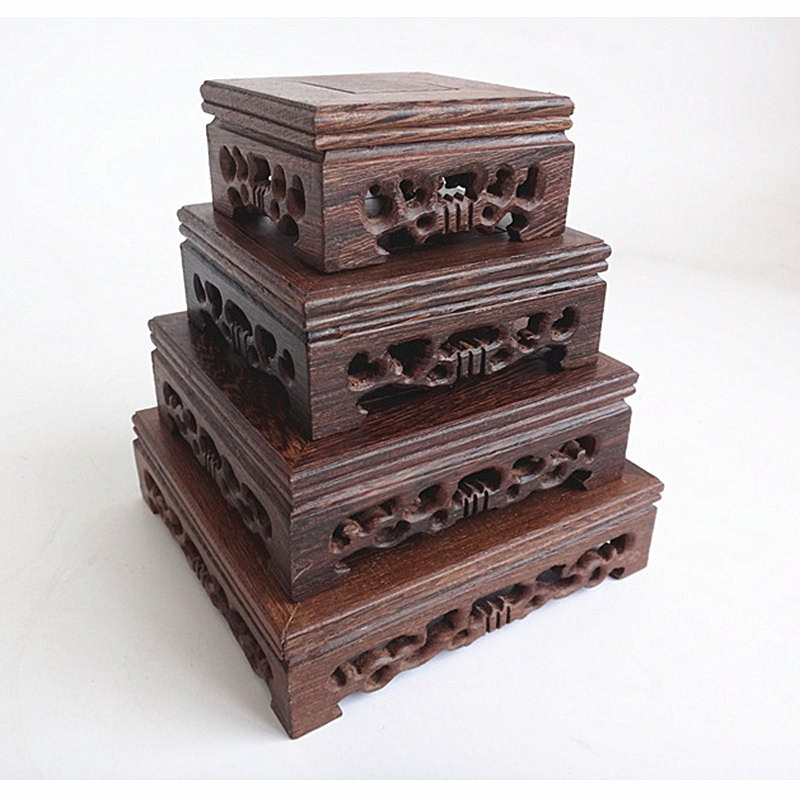 Red Wood Square Base Handicraft Pendulum Decorated Chishi Jade Jade Ware Purple Sand Teapot Solid Wood Base Chicken Wings