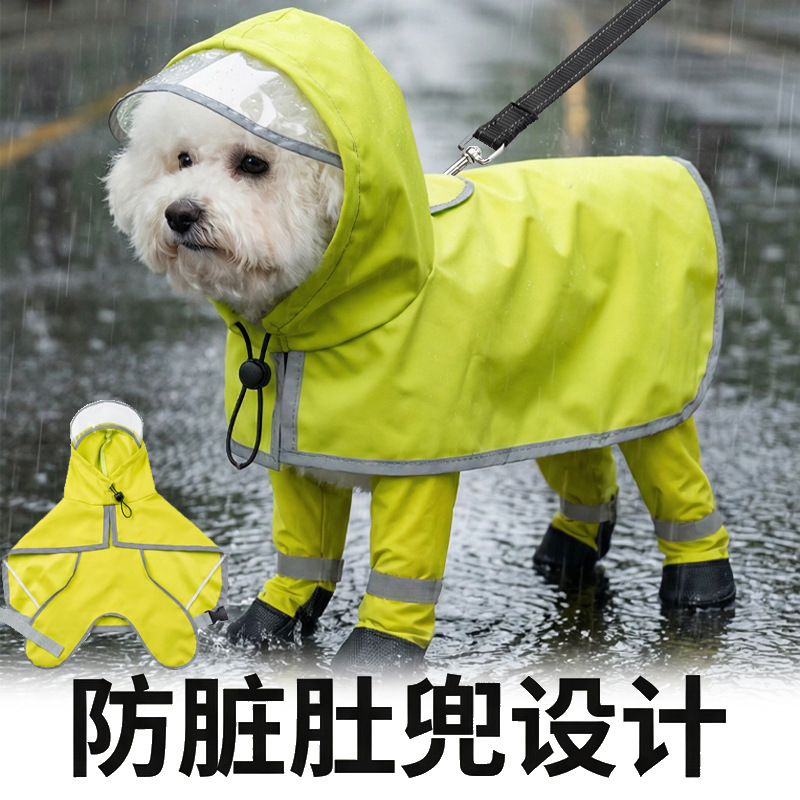 Amazon's Best-Selling Belly-Covering, Fully Enclosed, Traction-Compatible Pet Dog Raincoat, Teddy Corgi Rain Poncho, Cape, Reflective Clothing