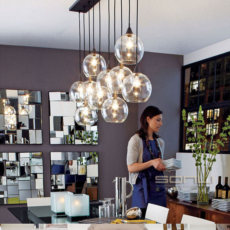 Designer recommends lamp staircase bar single head bar creative cafe Nordic restaurant chandelier simple glass lamp