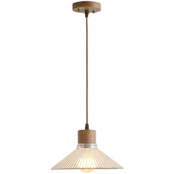 日式原木风餐厅小吊灯现代简约卧室床头北欧三头玻璃吧台餐桌灯具