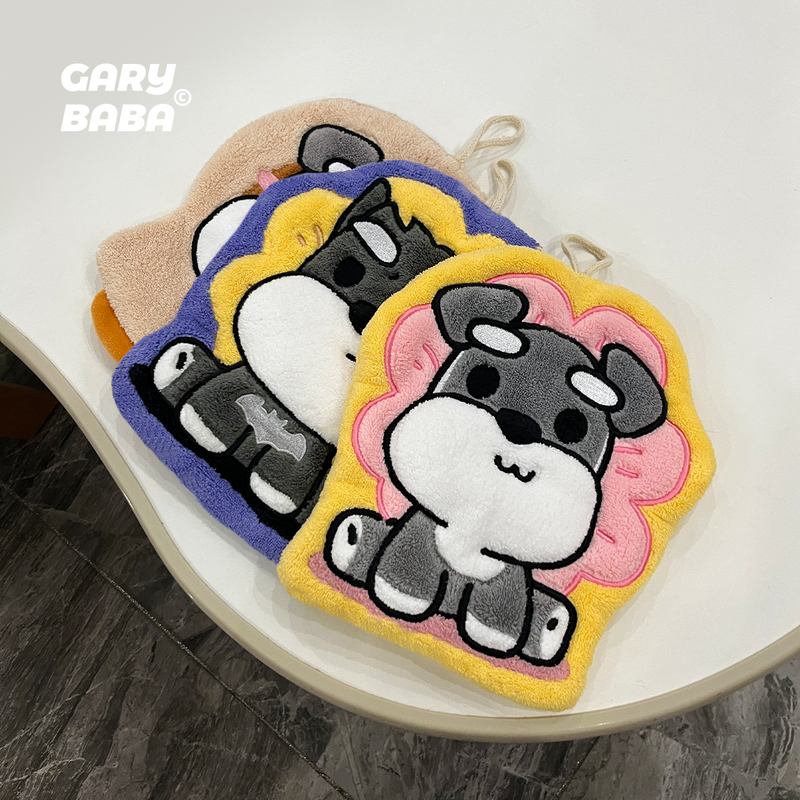 Gary.Baba|Original Schnauzer Puppy Hand Towel, Absorbent Hanging Household Thickened Kitchen Hand Drying Towel Gary.Baba|Original Schnauzer Puppy Hand Towel, Absorbent Hanging Household Thickened Kitchen Hand Drying Towel
