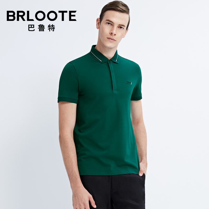 Brloote Barout ngắn tay áo T-Shirt Men kinh doanh thời trang thêu tinh khiết Màu Polo Shirt Summer