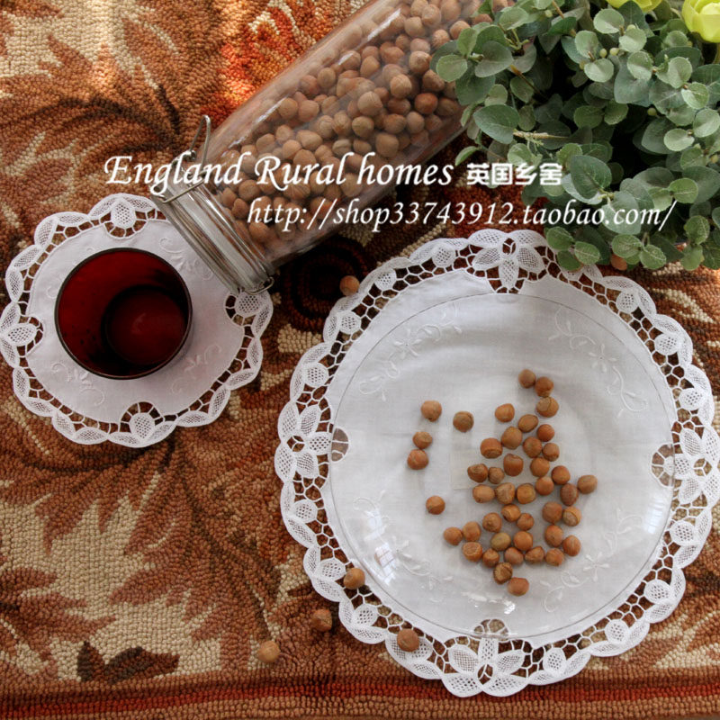 (Foreign Trade Stocks) Fine work lace side handmade Chaozhou embroidered cotton multipurpose tray cushion