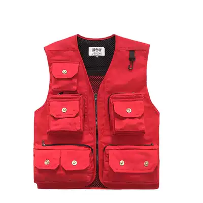 Spring and autumn fine cotton canvas journalist vest men's and women's multi-bag photography image outdoor leisure fishing dual-use vest waistcoat