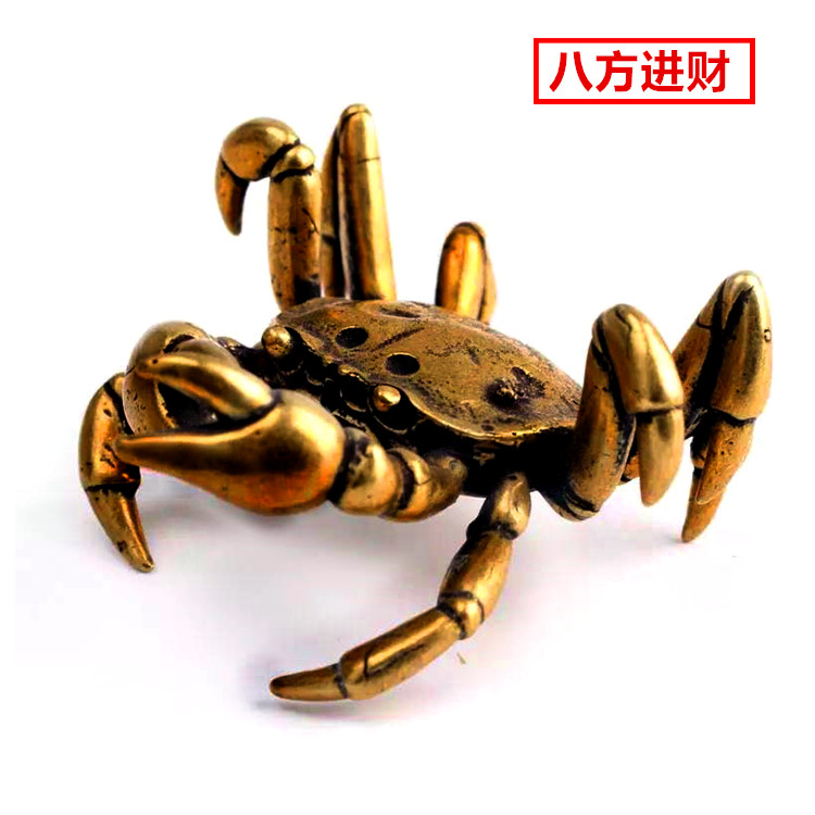Pure copper crab handicrafts small piece of tea pattern pot cover cover for kung fu tea ceremony gift