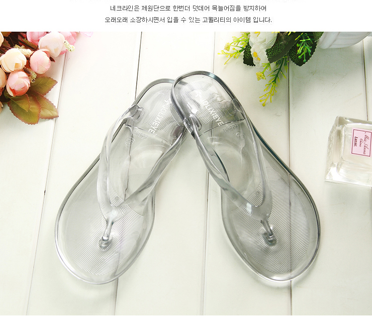 Mùa hè thời trang giản dị mặc ladies pha lê trong suốt sinh viên phẳng với lật chân flip flops bãi biển bên bờ biển dép và dép đi trong nhà