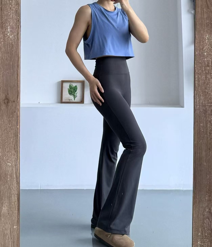 Lulu Groove 30inch Vietnam Asian Version High-End High-Waisted Soft and Comfortable Flared Yoga Pants for Women with Label Lulu Groove 30inch Vietnam Asian Version High-End High-Waisted Soft and Comfortable Flared Yoga Pants for Women with Label