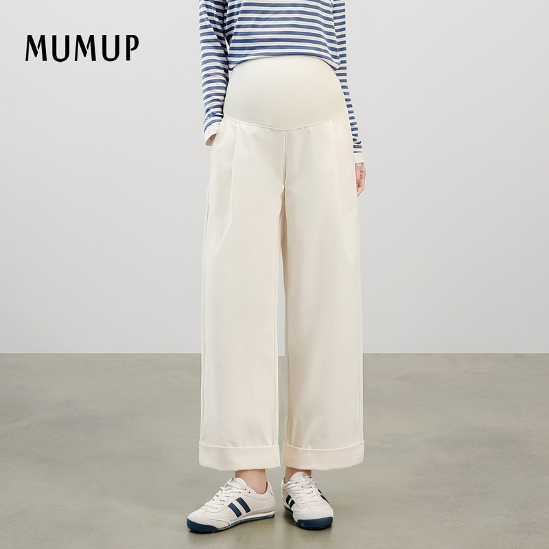 Mumup Maternity Wide-Leg Pants for Fall 2026 New High-Waisted Belly-Supporting Cropped Pants for Petite Pregnant Women Mumup Maternity Wide-Leg Pants for Fall 2026 New High-Waisted Belly-Supporting Cropped Pants for Petite Pregnant Women