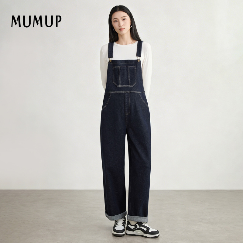 Mumup Maternity Denim Overalls Spring and Summer Outer Wear Loose Maternity Wear Casual Slimming Look Maternity Wide Leg Pants