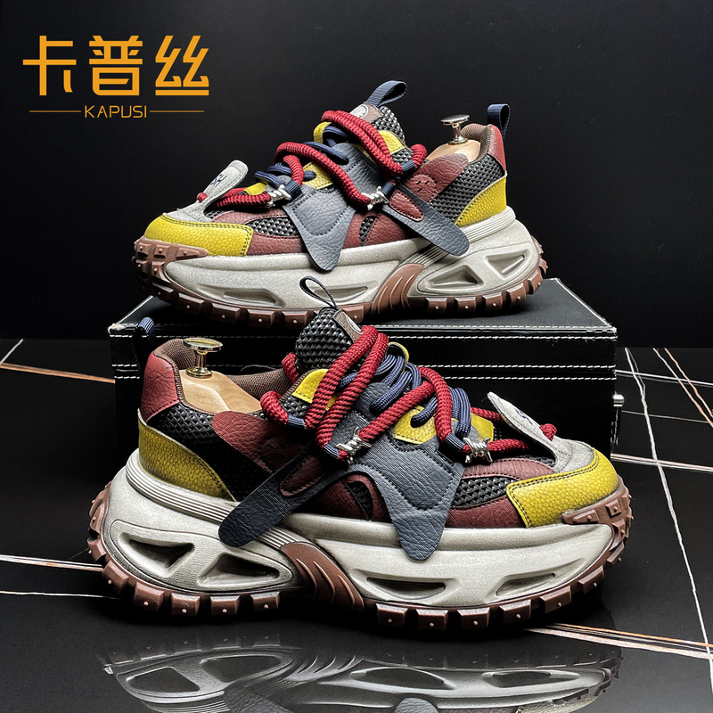 Kapusi Thick-Soled Dad Shoes for Men 2026 Spring New Niche Super Popular Trendy Brand Men's Shoes Height-Increasing Sports Casual Shoes