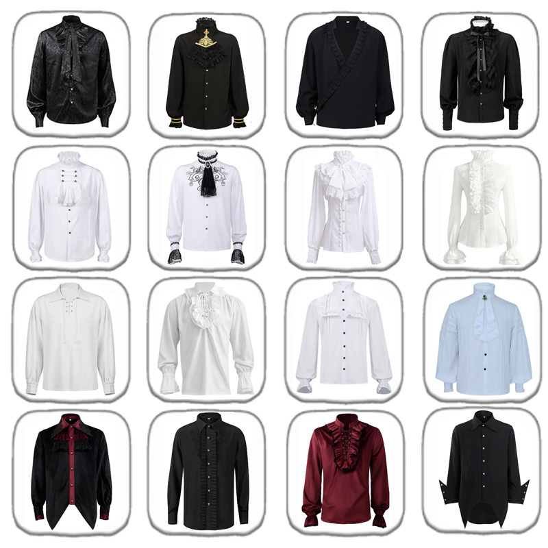 Medieval Clothing European Punk Victorian Court Top Renaissance Adult Men's Shirt Clothing