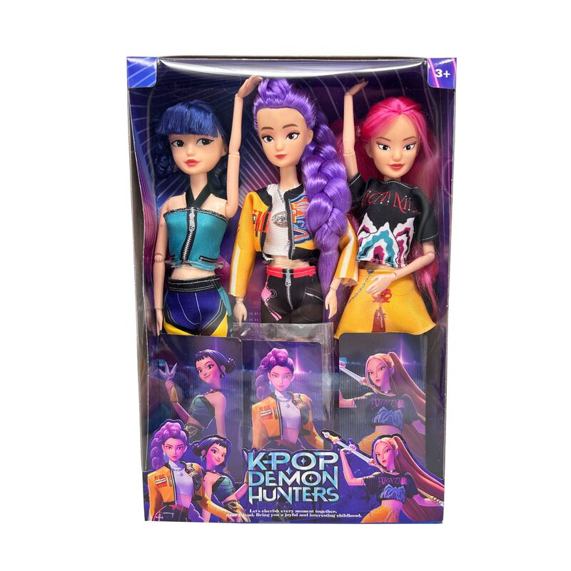 Kpop Hunter Girl Group Vinyl Doll 11.5 Inch 12 Joints Realistic Figure with Colorful Lights Theme Song Figure