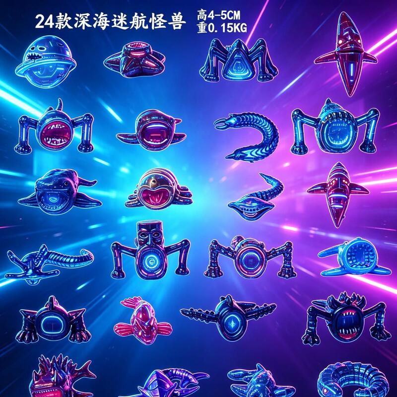 Colorful Deep Sea Voyage 24 Figure Set Giant Kraken Blue Sea Monster Model Sea Eater Blind Box Toy Colorful Deep Sea Voyage 24 Figure Set Giant Kraken Blue Sea Monster Model Sea Eater Blind Box Toy