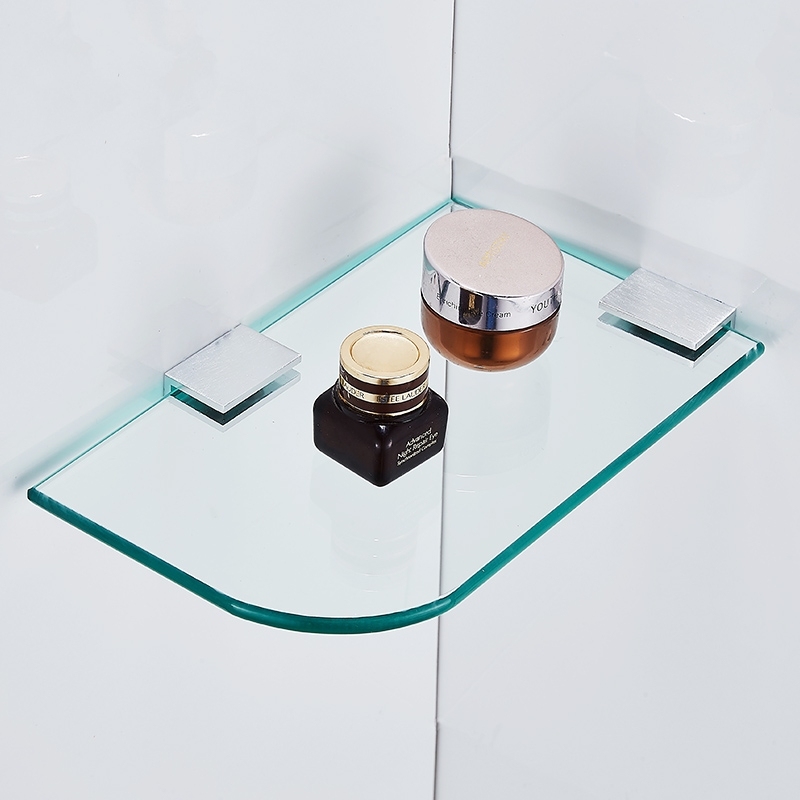 Special-shaped semi-circle tempered glass square partition rack wall shelf bathroom bracket corner rack Nordic living room