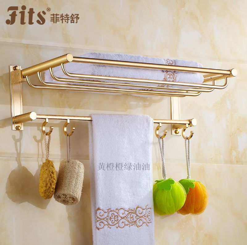 European gold towel rack Bathroom drawn with thirteen layers of bath towel rack towel for storage rack